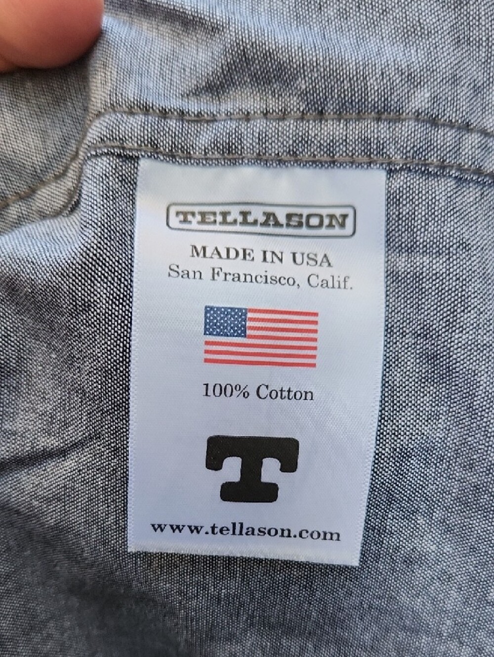 🔥 Tellason Lightweight Chambray Button-Up Work Shirt – Made in USA – Size Large - Picture 5 of 5
